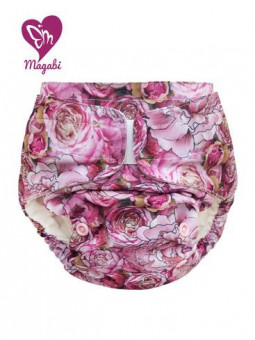 Couche TE1 + poche bambou/coton ULTRA " PIVOINES"