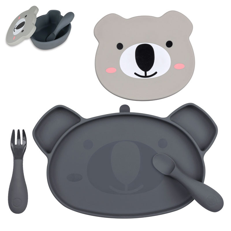 Ensemble de couverts en silicone pour enfant - Gris