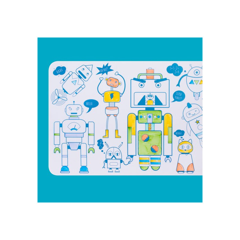 Mini set à colorier réversible + feutres ROBOT
