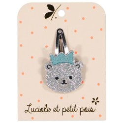 Barrette OURS GLITTER ARGENT