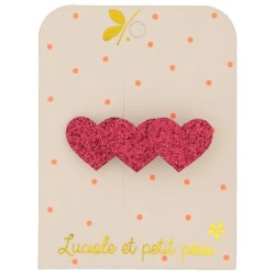 Barrette 3 COEURS FRAMBOISE