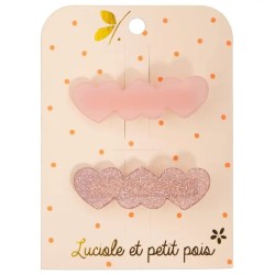 Barrettes 3 Coeurs ROSE -...