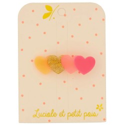 Barrette 4 coeurs FLUO