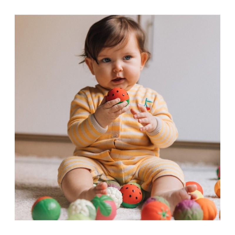 Balles dentition bébé Oli & Carol – Set 3 balles caoutchouc naturel Baby Ball