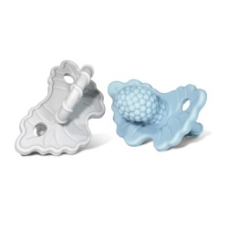 Lot de 2 tétines de dentition framboise en silicone souple bleu et gris pour bébé dès 3 mois RaZBaby