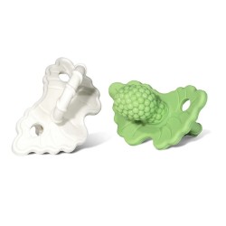 Tétine de dentition framboise blanc en silicone alimentaire avec anneau facile à saisir RaZBaby