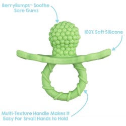 Tétine de dentition framboise blanc en silicone alimentaire avec anneau facile à saisir RaZBaby