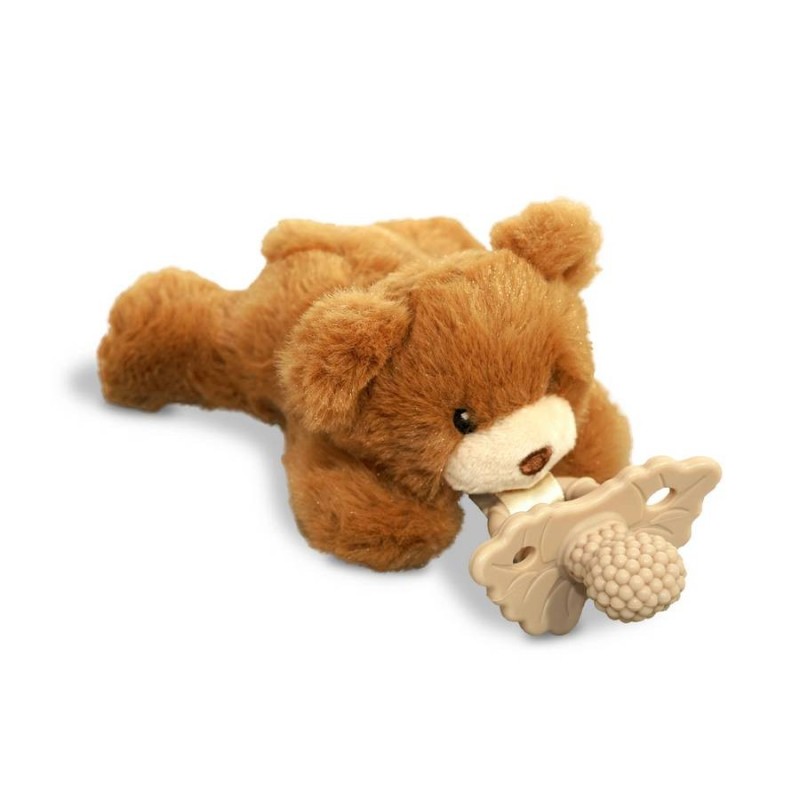 doudou attache-tétine chien et sa tétine de dentition RAZBABY pour soulager les gencives