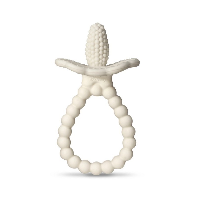 Anneau de dentition RaZBerry Plus en silicone alimentaire souple pour bébé dès 3 mois blanc coconut