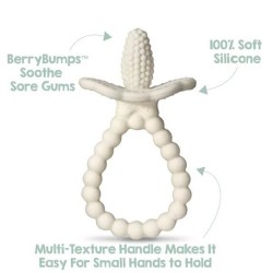 Anneau de dentition RaZBerry Plus en silicone alimentaire souple pour bébé dès 3 mois blanc coconut