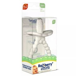 Anneau de dentition RaZBerry Plus en silicone alimentaire souple pour bébé dès 3 mois blanc coconut