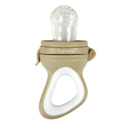 Tétine grignoteuse silicone bébé avec poignée ergonomique coloris caramel RAZBABY