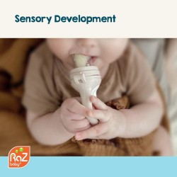 Tétine grignoteuse silicone bébé avec poignée ergonomique coloris caramel RAZBABY
