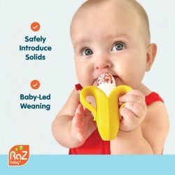Grignoteuse banane en silicone jaune pour bébé RAZBABY