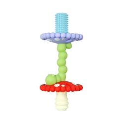 Jouet de dentition en silicone Chenille et Champignons Razbaby aux textures variées pour soulager les gencives de bébé