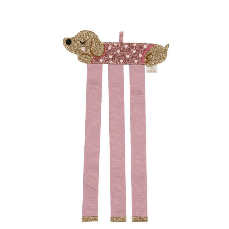 Support mural de rangement pour barrettes enfant en forme de teckel
