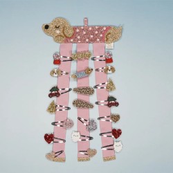 Support mural de rangement pour barrettes enfant en forme de teckel
