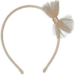 Serre-tête enfant avec nœud en tulle doré