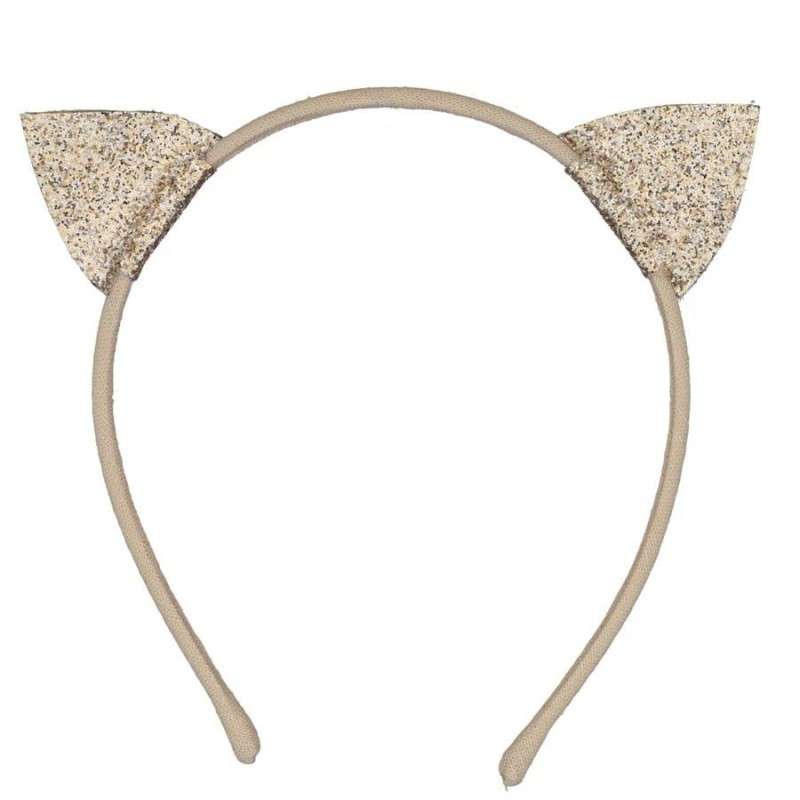 Serre-tête enfant oreilles de chat pailletées dorées Luciole et Petit Pois