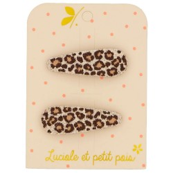 Paire de barrettes plates 5 cm imprimé léopard Luciole et Petit Pois