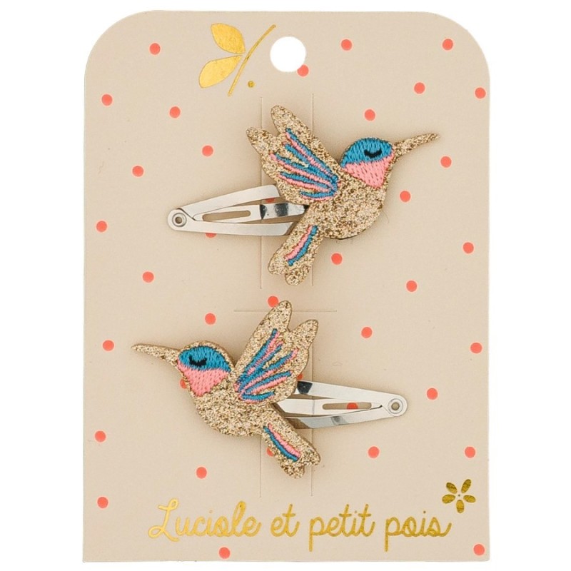 Paire de mini barrettes plates enfant Sunny le colibri