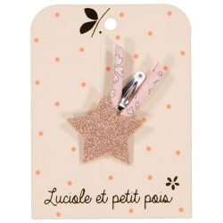 Barrette fantaisie enfant vendue à l'unité étoile filante à paillette rose