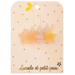 Barrette crocodile enfant Luciole et Petit Pois en acétate ou acrylique motif étoile nacre et paillettes