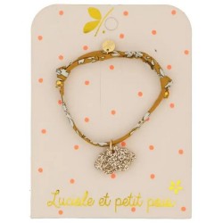 Bracelet enfant Liberty Capel moutarde avec pendentif nuage pailleté Luciole et Petit Pois