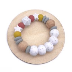 Anneau de dentition en silicone alimentaire Kaity Kiddo pour soulager les poussées dentaires de bébé automne étoilé