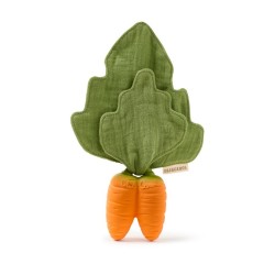 Doudou et jouet de dentition carotte en caoutchouc naturel Oli & Carol