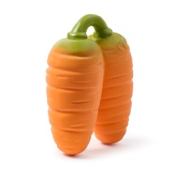 Doudou et jouet de dentition carotte en caoutchouc naturel Oli & Carol