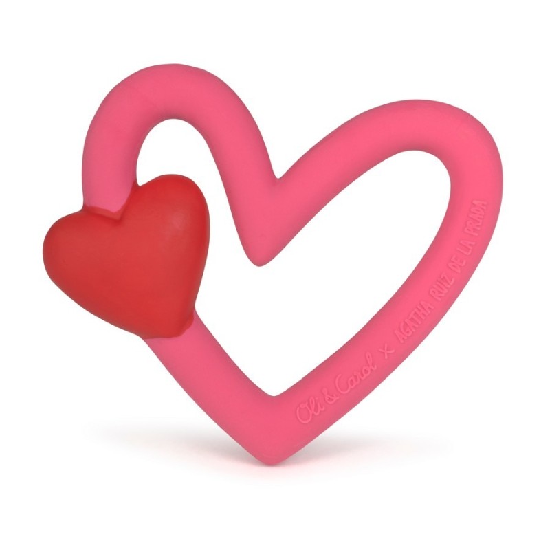 Anneau de dentition cœur rose et rouge Oli & Carol x Agatha Ruiz de la Prada