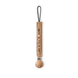 Attache-tétine Oli & Carol en coton naturel avec pince en bois, vue de dos