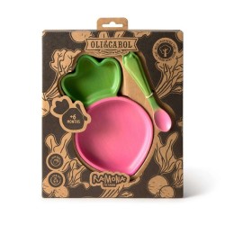 Bébé mangeant dans une assiette en bois motif pastèque Oli & Carol