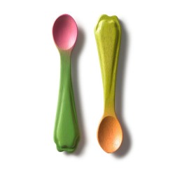 Lot de 2 cuillères bébé en bois Ramona le radis et Cathy la carotte Oli & Carol
