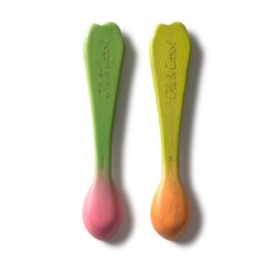 Lot de 2 cuillères bébé en bois Ramona le radis et Cathy la carotte Oli & Carol