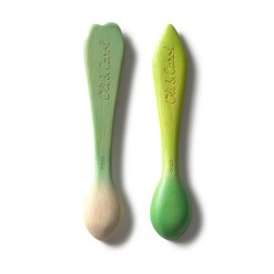 Lot de 2 cuillères bébé en bois Ramona le radis et Cathy la carotte Oli & Carol